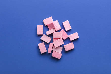Chewing gums on color backgroundの写真素材