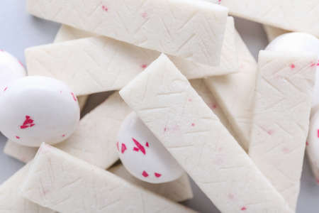 Chewing gums on color backgroundの写真素材
