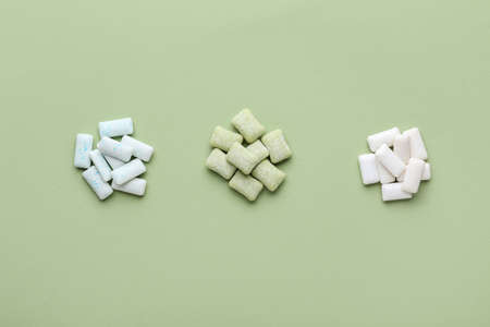 Chewing gums on color backgroundの写真素材