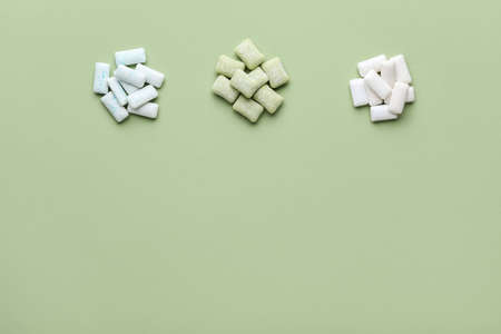 Chewing gums on color backgroundの写真素材