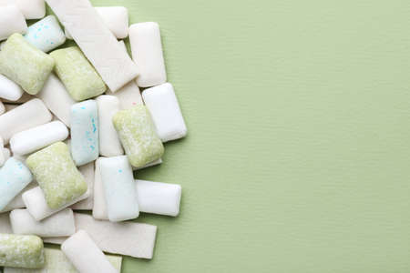 Chewing gums on color backgroundの写真素材