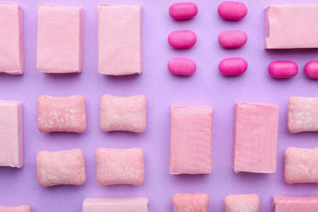 Chewing gums on color backgroundの写真素材