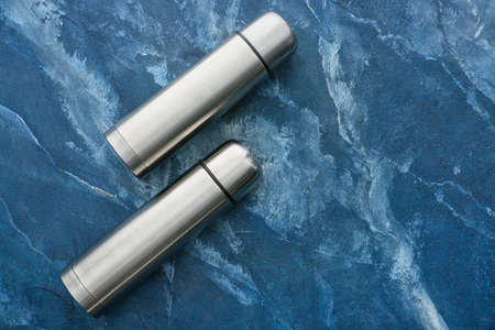 Modern flask on color backgroundの写真素材