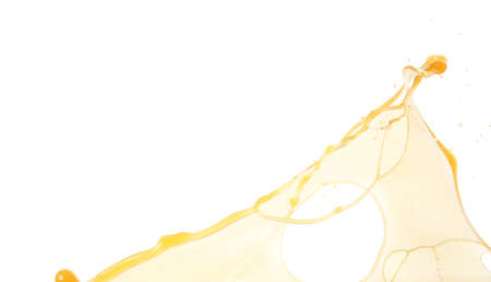 Splash of fresh mango juice on white backgroundの写真素材