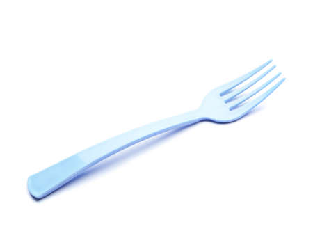 Plastic fork on white backgroundの写真素材