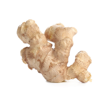 Fresh ginger on white backgroundの写真素材