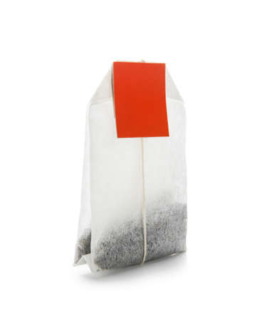 Tea bag on white backgroundの写真素材