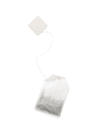 Tea bag on white backgroundの写真素材