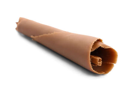 Delicious chocolate curl on white backgroundの写真素材