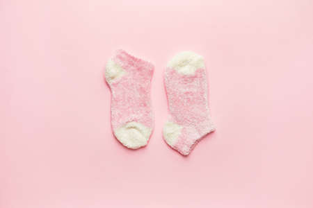 Warm socks on light color backgroundの写真素材