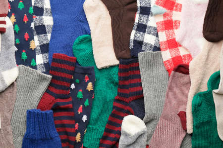 Many warm socks as backgroundの写真素材