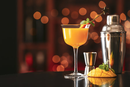 Tasty mango margarita on table in barの写真素材