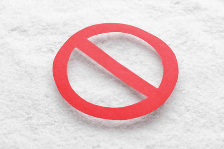 Stop sign on salt, closeupの写真素材