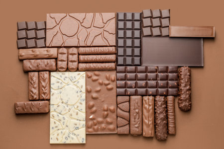 Different chocolate on color backgroundの写真素材