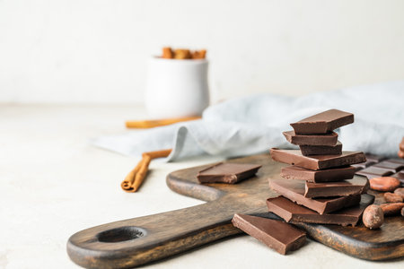 Sweet chocolate on light backgroundの写真素材