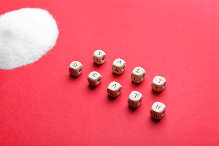 Composition with text SALT DEATH on color backgroundの写真素材