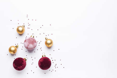 Beautiful Christmas balls on white background