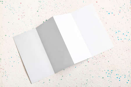 Blank brochure on light backgroundの写真素材