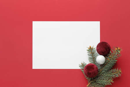 Blank letter to Santa and Christmas decor on color backgroundの写真素材