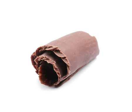 Delicious chocolate curl on white backgroundの写真素材
