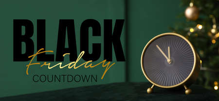 Alarm clock in room. Black friday countdown