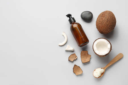 Composition with coconut oil on light backgroundの写真素材