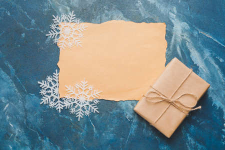 Blank letter to Santa and Christmas decor on color backgroundの写真素材