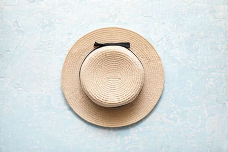 Stylish hat on color backgroundの写真素材