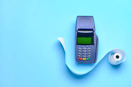 Payment terminal on color backgroundの写真素材