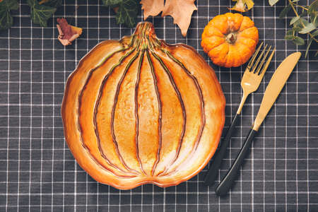 Stylish table setting for Thanksgiving Day celebration on dinning tableの写真素材