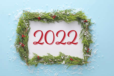 Beautiful greeting card for Happy New Year 2022 celebrationの写真素材