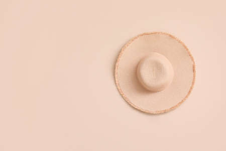 Stylish hat on color backgroundの写真素材