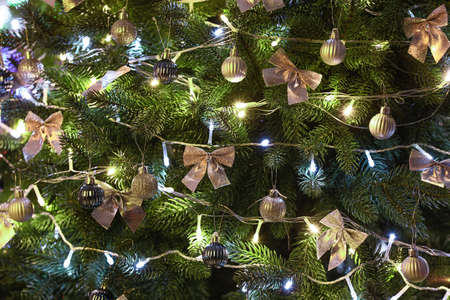 Beautiful decorated Christmas tree, closeup