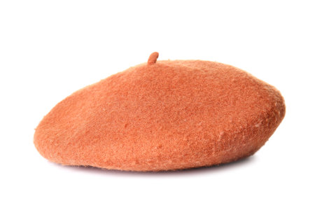 Stylish beret on white backgroundの写真素材