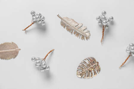 Beautiful Christmas composition on light backgroundの写真素材