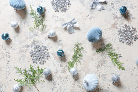 Beautiful Christmas composition on light backgroundの写真素材