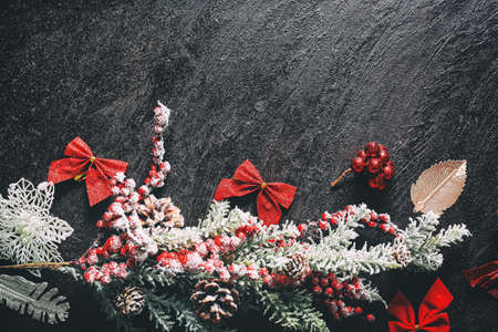 Beautiful Christmas composition on dark backgroundの写真素材