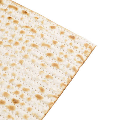 Jewish flatbread matza for Passover on white background
