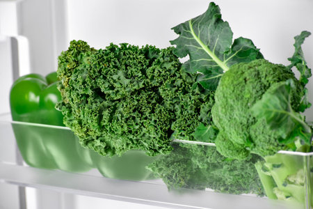 Fresh vegetables in fridge, closeupの写真素材