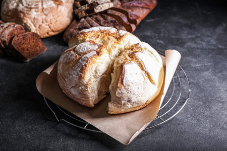 Fresh bread on dark background