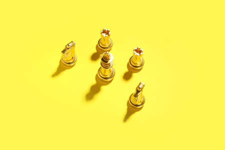 Chess pieces on color backgroundの写真素材