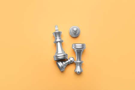 Chess pieces on color backgroundの写真素材