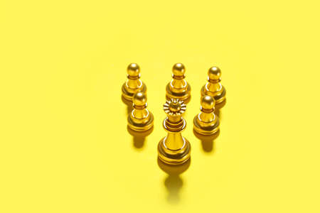 Chess pieces on color background. Hierarchy conceptの写真素材