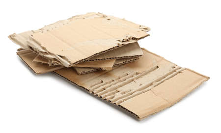 Pieces of cardboard on white backgroundの写真素材