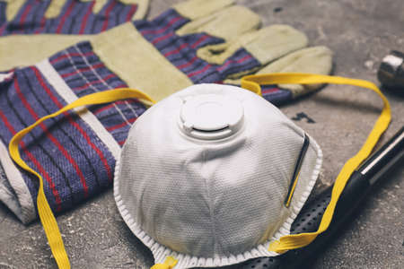 Safety equipment on grunge backgroundの写真素材