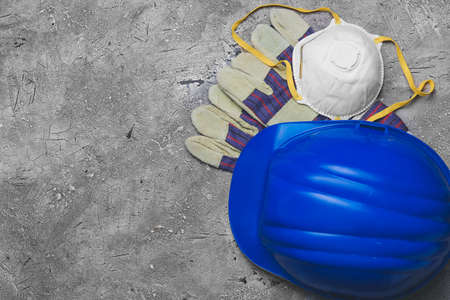 Safety equipment on grunge backgroundの写真素材