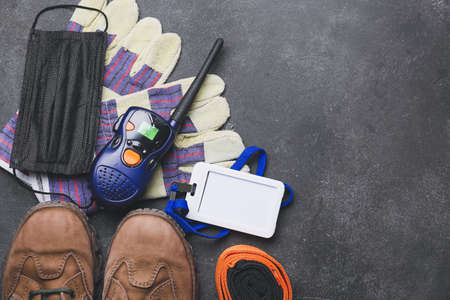 Safety equipment on dark backgroundの写真素材