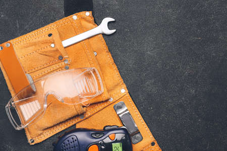 Safety equipment on dark backgroundの写真素材