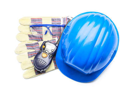 Safety equipment on white backgroundの写真素材