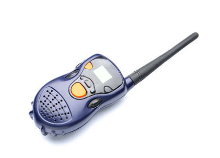 Portable radio transmitter on white backgroundの写真素材
